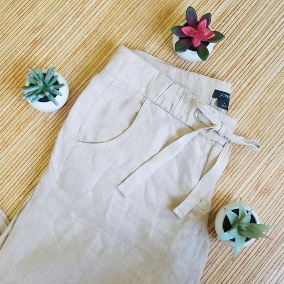 J. Crew Pants - J.crew cityfit wide leg pull string linen trousers
